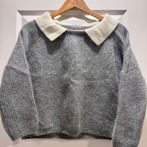 Fluffy grey sweater, unique design!
